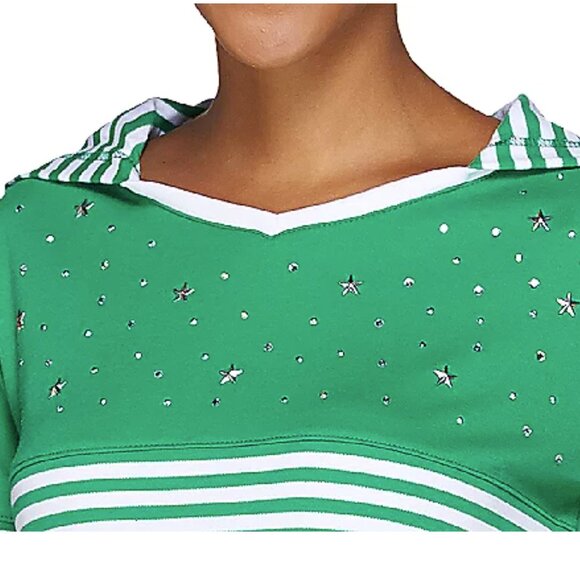 Quacker Factory Stars & Stripes Elbow Sleeve Hooded T-Shirt  16269 - Picture 2 of 3